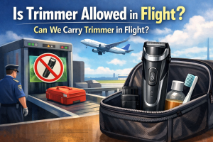 create a featured image as per this keyword Is Trimmer Allowed in Flight Can We Carry Trimmer in Flight